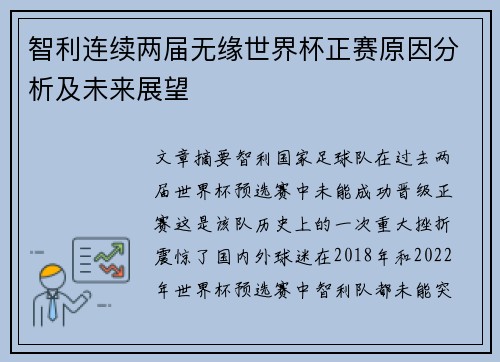 智利连续两届无缘世界杯正赛原因分析及未来展望